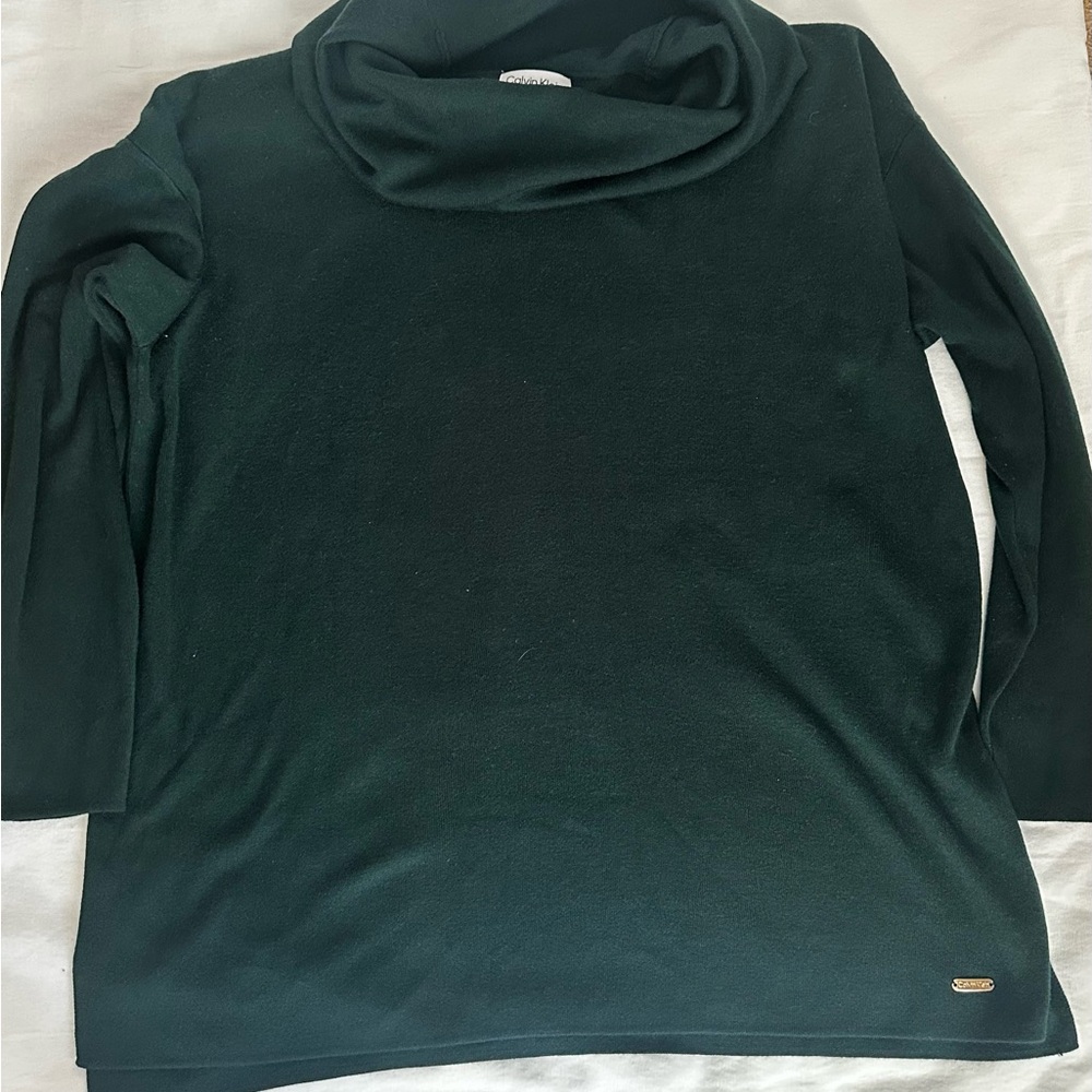 Calvin Klein Collection Dark Green Cowl Neck Sweater